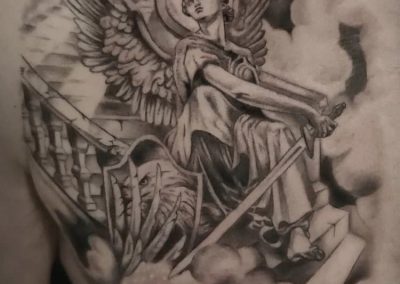 Emily R angel with sword